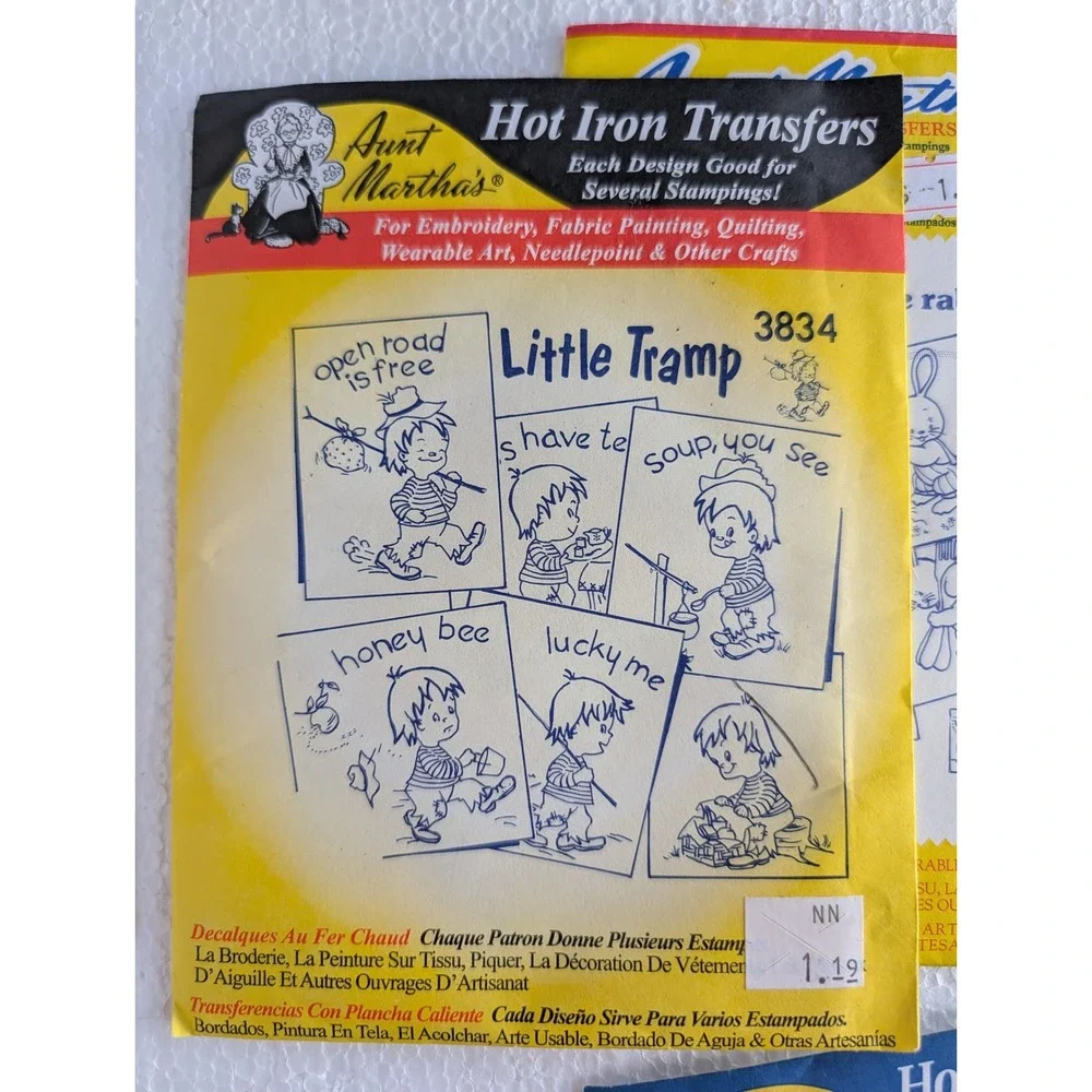 Aunt Martha's Hot Iron Transfers Lot 5 Patterns Animals Clowns‎ Rabbits Vintage